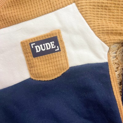 Conj. Casaco Dude com Bolsinho e Calça de Moletom - Marinho e Caramelo